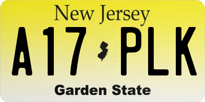 NJ license plate A17PLK