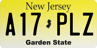 NJ license plate A17PLZ