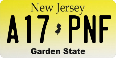 NJ license plate A17PNF