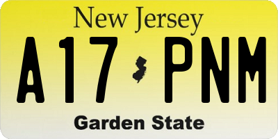 NJ license plate A17PNM