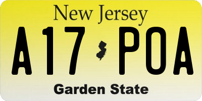 NJ license plate A17POA