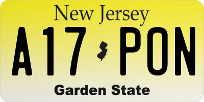 NJ license plate A17PON