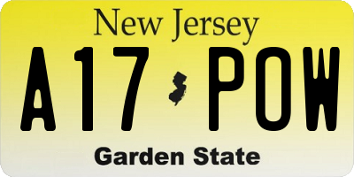 NJ license plate A17POW