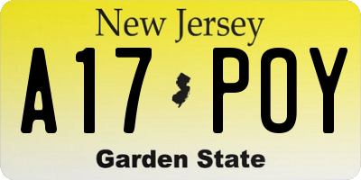 NJ license plate A17POY