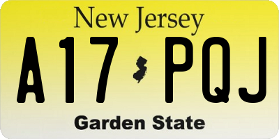 NJ license plate A17PQJ