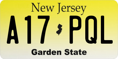 NJ license plate A17PQL