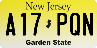NJ license plate A17PQN