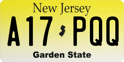 NJ license plate A17PQQ