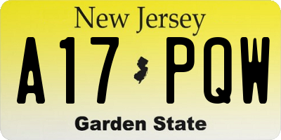 NJ license plate A17PQW