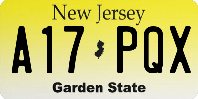 NJ license plate A17PQX