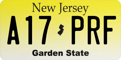NJ license plate A17PRF