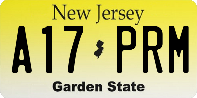 NJ license plate A17PRM