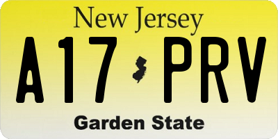 NJ license plate A17PRV