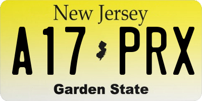 NJ license plate A17PRX