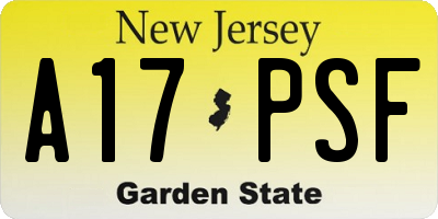 NJ license plate A17PSF