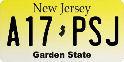 NJ license plate A17PSJ