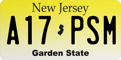 NJ license plate A17PSM