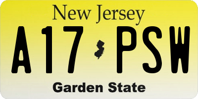 NJ license plate A17PSW