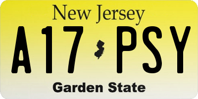 NJ license plate A17PSY