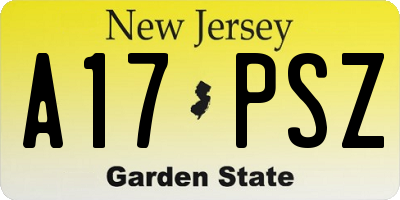 NJ license plate A17PSZ