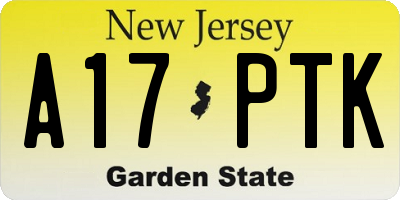 NJ license plate A17PTK