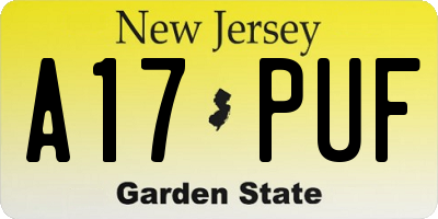 NJ license plate A17PUF