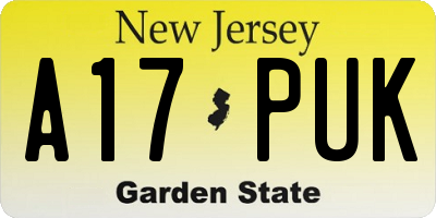 NJ license plate A17PUK