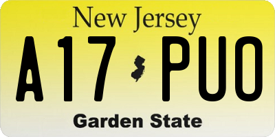 NJ license plate A17PUO