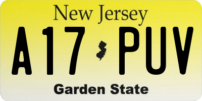 NJ license plate A17PUV