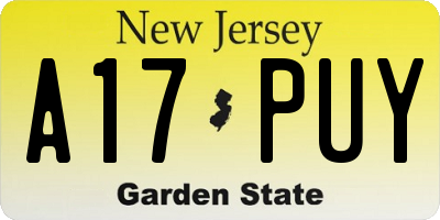 NJ license plate A17PUY