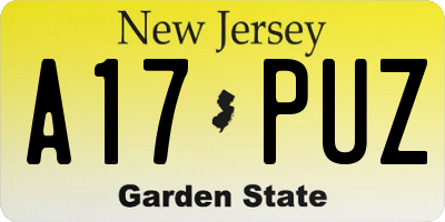 NJ license plate A17PUZ