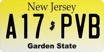 NJ license plate A17PVB