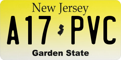 NJ license plate A17PVC