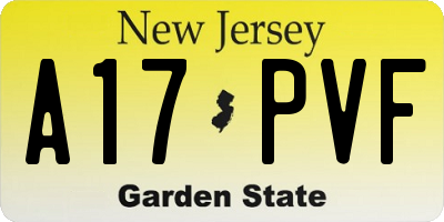 NJ license plate A17PVF
