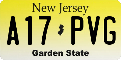 NJ license plate A17PVG