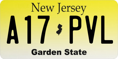 NJ license plate A17PVL