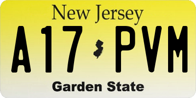NJ license plate A17PVM