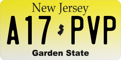 NJ license plate A17PVP