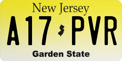 NJ license plate A17PVR