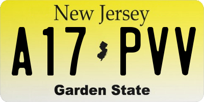 NJ license plate A17PVV