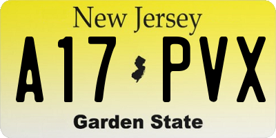 NJ license plate A17PVX