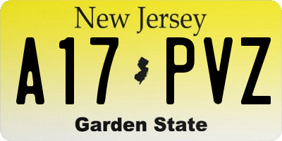NJ license plate A17PVZ