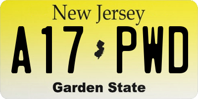 NJ license plate A17PWD