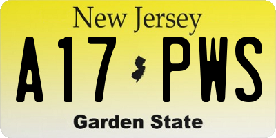 NJ license plate A17PWS