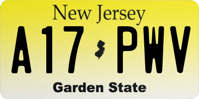 NJ license plate A17PWV