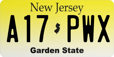 NJ license plate A17PWX