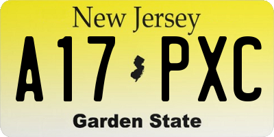 NJ license plate A17PXC