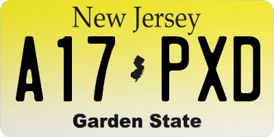 NJ license plate A17PXD