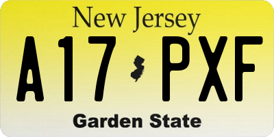 NJ license plate A17PXF