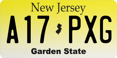 NJ license plate A17PXG